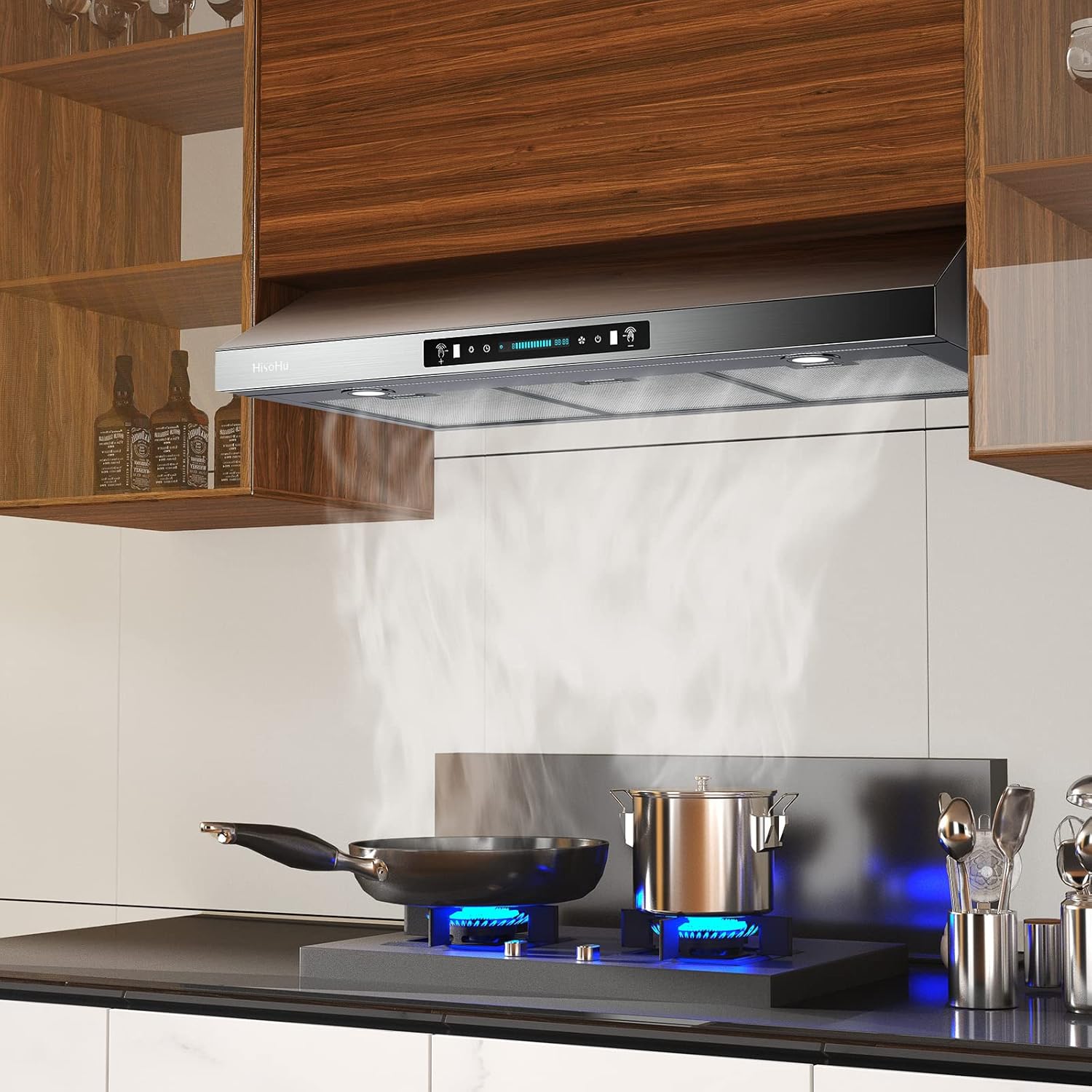 36 Inch Under Cabinet Range Hood with 900-CFM, 4 Speed Gesture Sensing&Touch Control Panel, Stainless Steel Kitchen Vent
