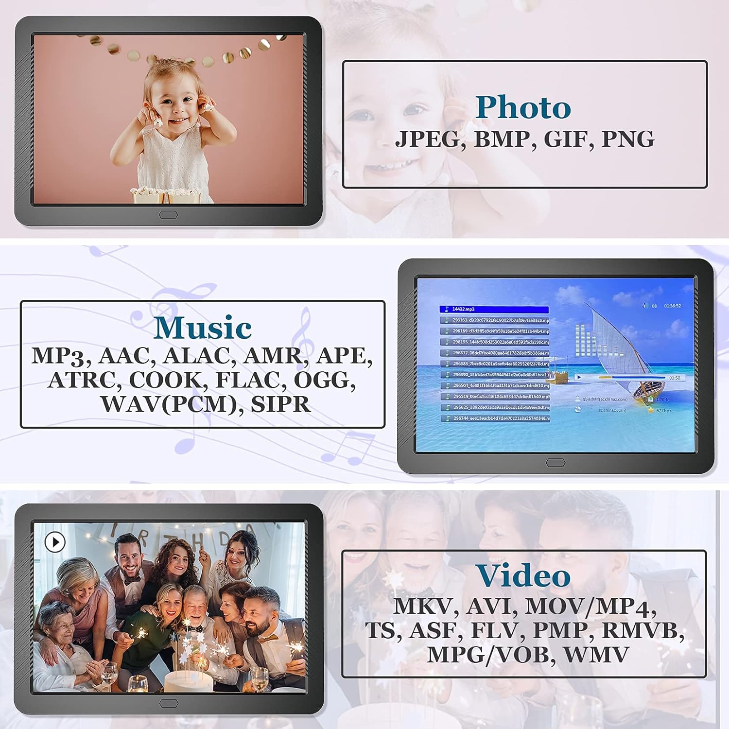 Digital Photo Frame with 8.1 Inch 1920x1080 FHD IPS Screen - Hauyince Digital Picture Frames with Remote Control, Slideshow, Picture Preview, Adjustable Brightness, Calendar, Using SD Card & USB Drive