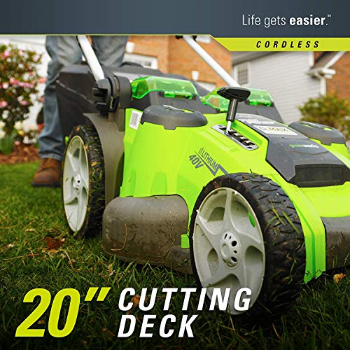 Greenworks 25302 20-Inch 40V Twin Force Cordless Lawn Mower, 5.0Ah