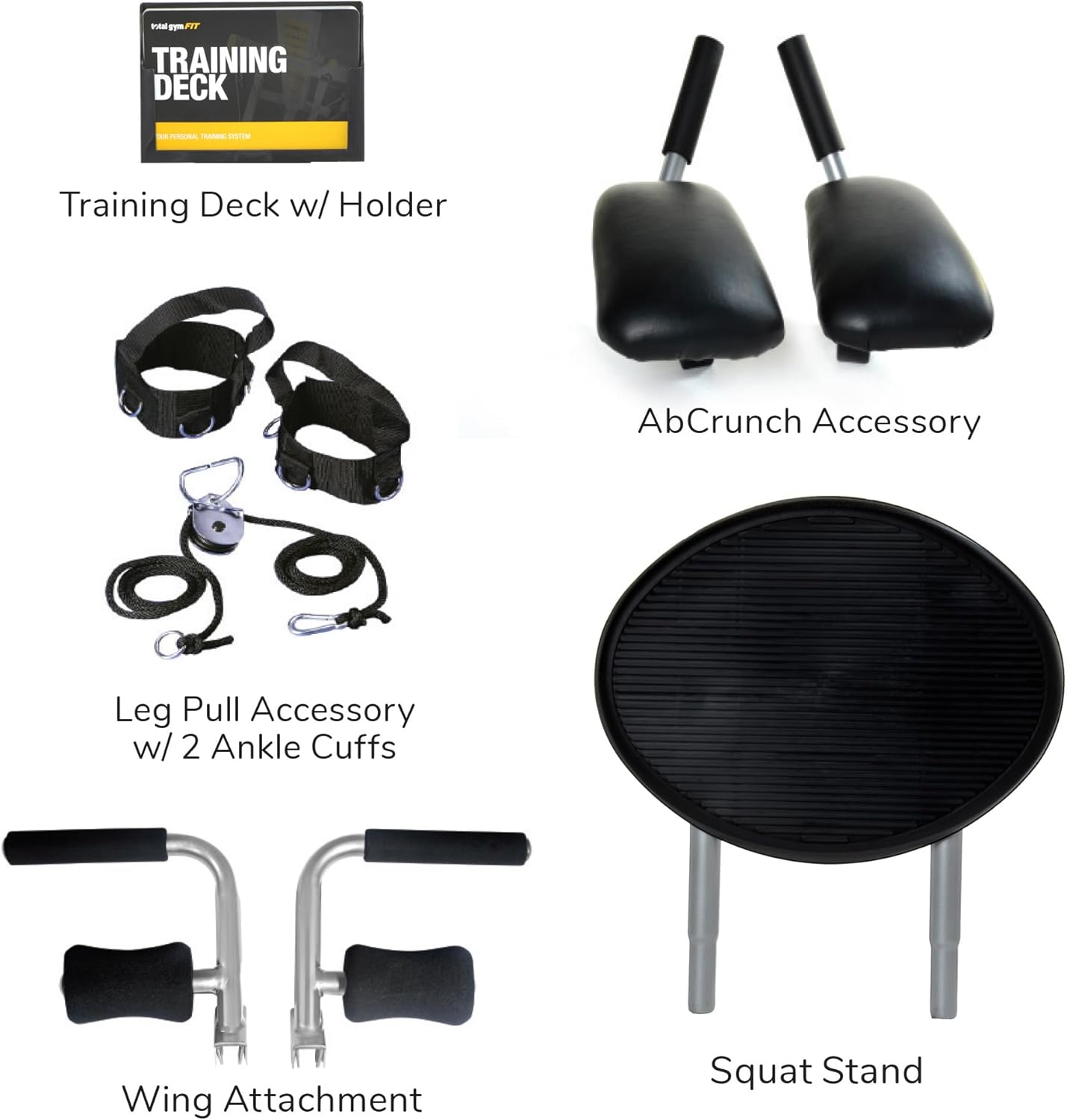 Total Gym FIT Full Body Training Folding Home Gym Machine, 12 Resistance Levels, 85 Exercises, w/ AbCrunch Accessory, Training Deck, and Squat Stand