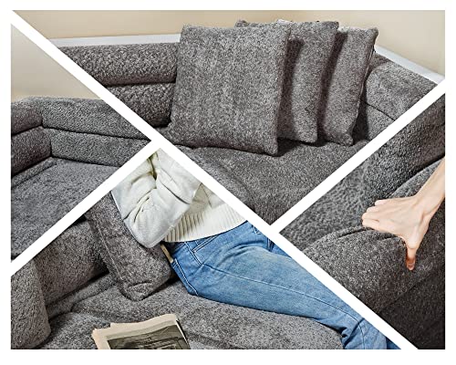 Sofa, Bouclé Sofa Couch, 3 Seater Sofa York Sofa Living Room- 85in Wide Oversized Sofa, Grey Comfy Sofa