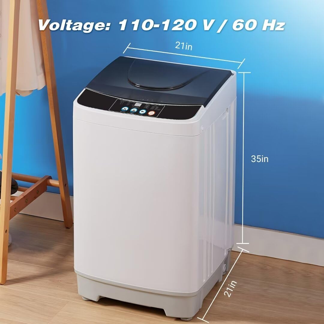 Small Washer Machine for Apartment, Washer and Dryer Combo with LED Display, 17.8LBS Apartment Washing Machine with 10 Washing Programs, Transparent Grey