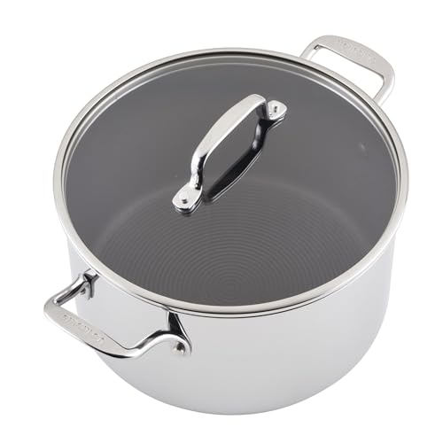 Circulon C1 Series Clad Stainless Steel with ScratchDefense Technology Cookware Nonstick Induction Stockpot with Lid, Metal Utensil Safe, 8 Quart - Polished Stainless Steel