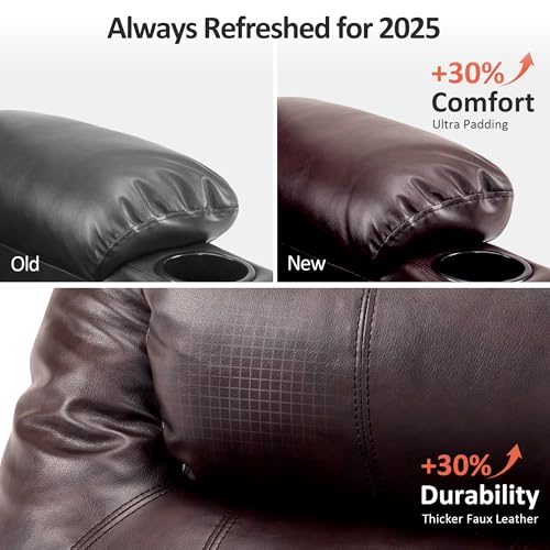 MCombo Power Lift Recliner Chair for Elderly, Lift Chair with Heat and Massage, FSC Certified, USB Ports, Cup Holders, Faux Leather 7040 (Black, Medium)