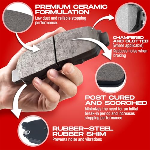 R1 Concepts Front Rear Brakes and Rotors Kit |Front Rear Brake Pads| Brake Rotors and Pads| Ceramic Brake Pads and Rotors |Hardware Kit|fits 2005-2010 Honda Odyssey