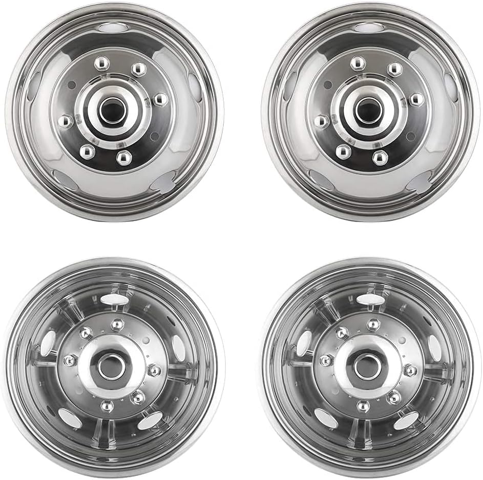 Kucaruce Set of 4 19.5 10 Lug Wheel Skins Hub Caps Rim Covers Stainless Steel Wheel Simulators For 2008-2020 R_a_m 4500 5500 Pickup