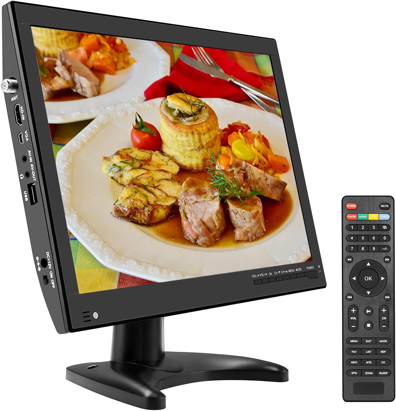 14inch Rechargeable Battery TV,Portable TV Built-in Digital Tuner ATSC,Support Camping,car,Travel with USB,FM Radio,AV Video Input,HDMI Input Port,Remote Control