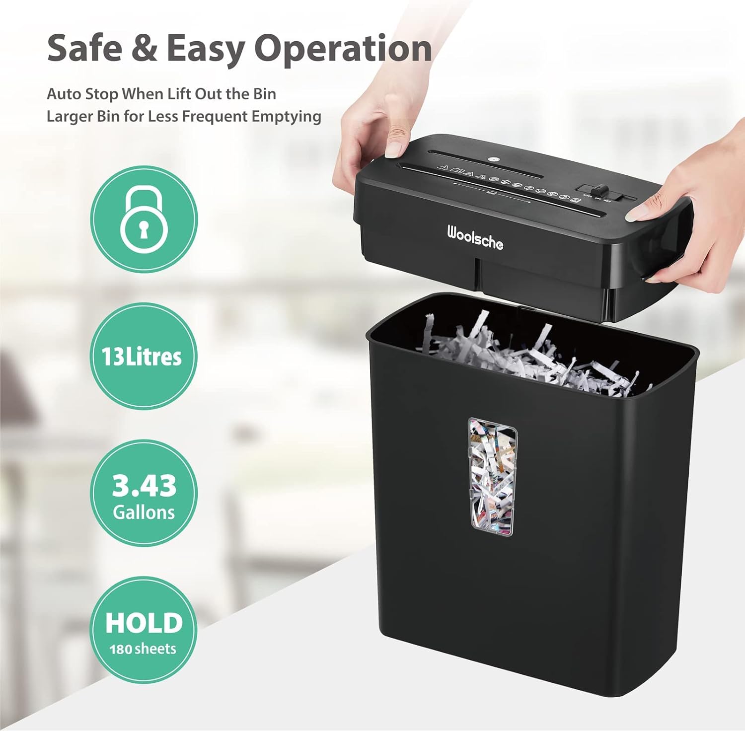 Woolsche CD222P 8-Sheet Cross Cut Paper Shredder with 3.43-Gallon Visible Bin，P-4 Security Level, 3-Mode Design Shred CD and Credit Card Paper Shredder for Home Use Pack of 2