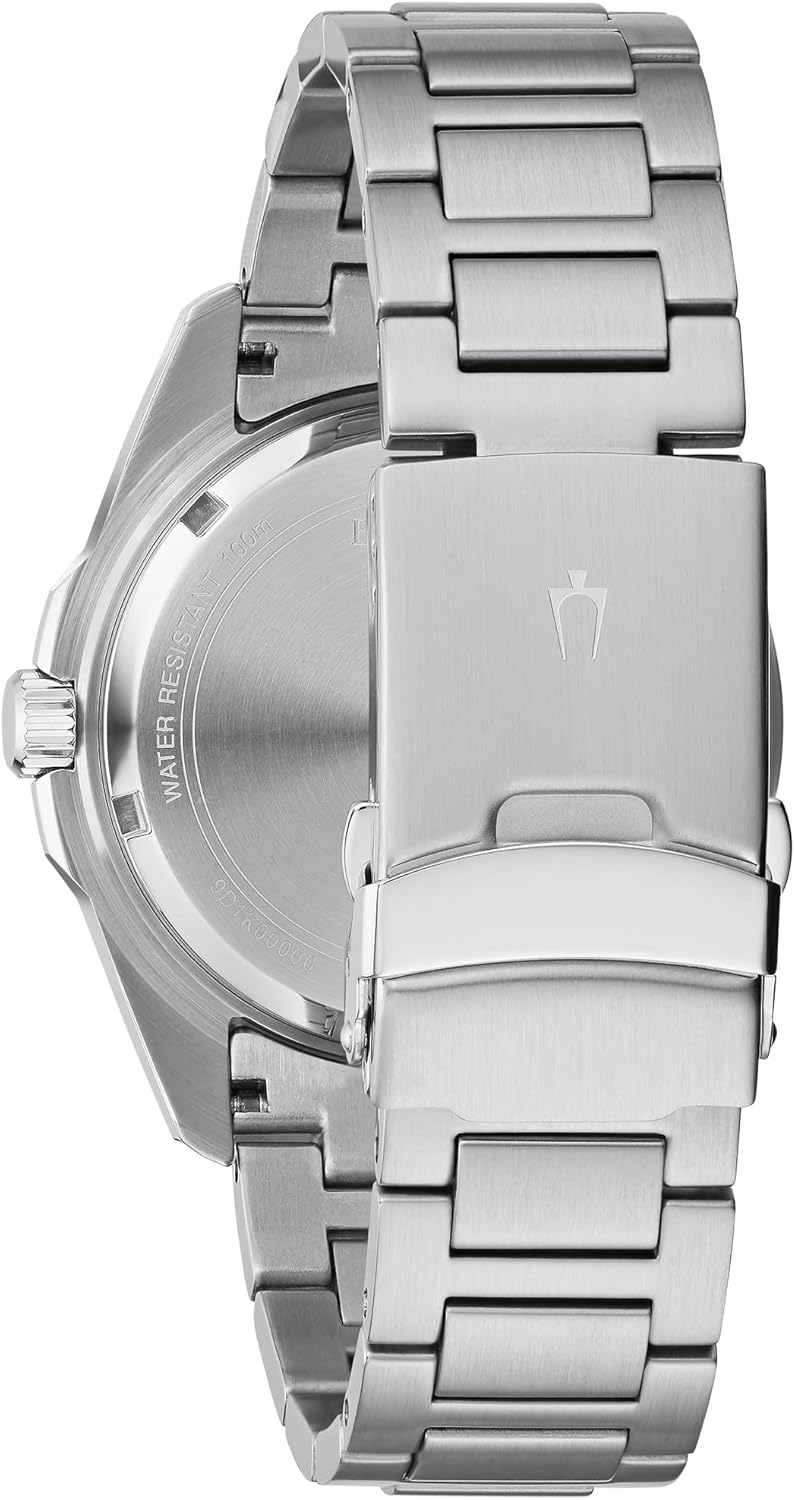 Bulova Men's Marine Star 'Series B' Stainless Steel 3-Hand Calendar Quartz Watch, Black Dial Style: 98B203