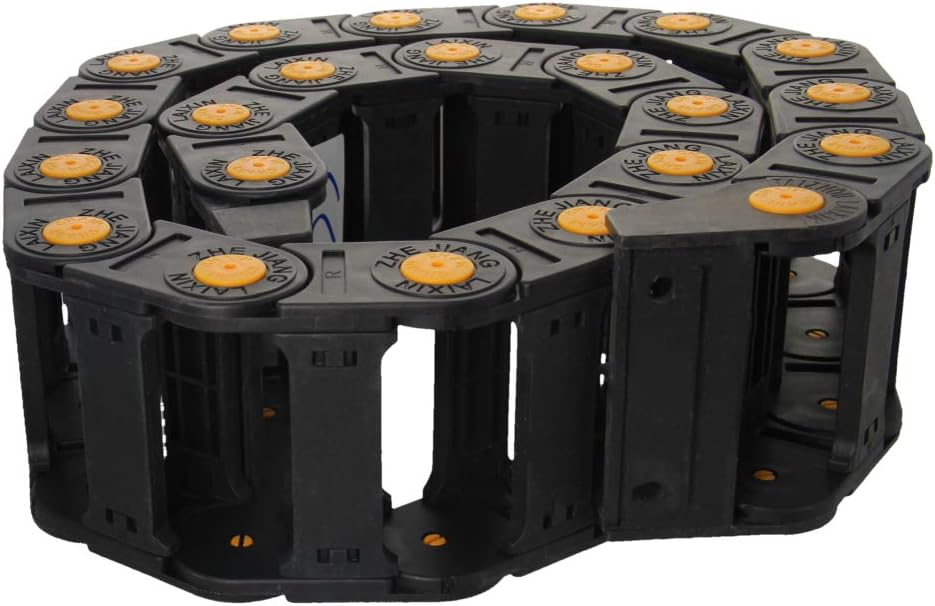 Fielect Drag Chain Cable Carrier Open Type with End Connectors R100 35X100mm 1 Meter Plastic for Electrical CNC Router Machines Black 1Pcs