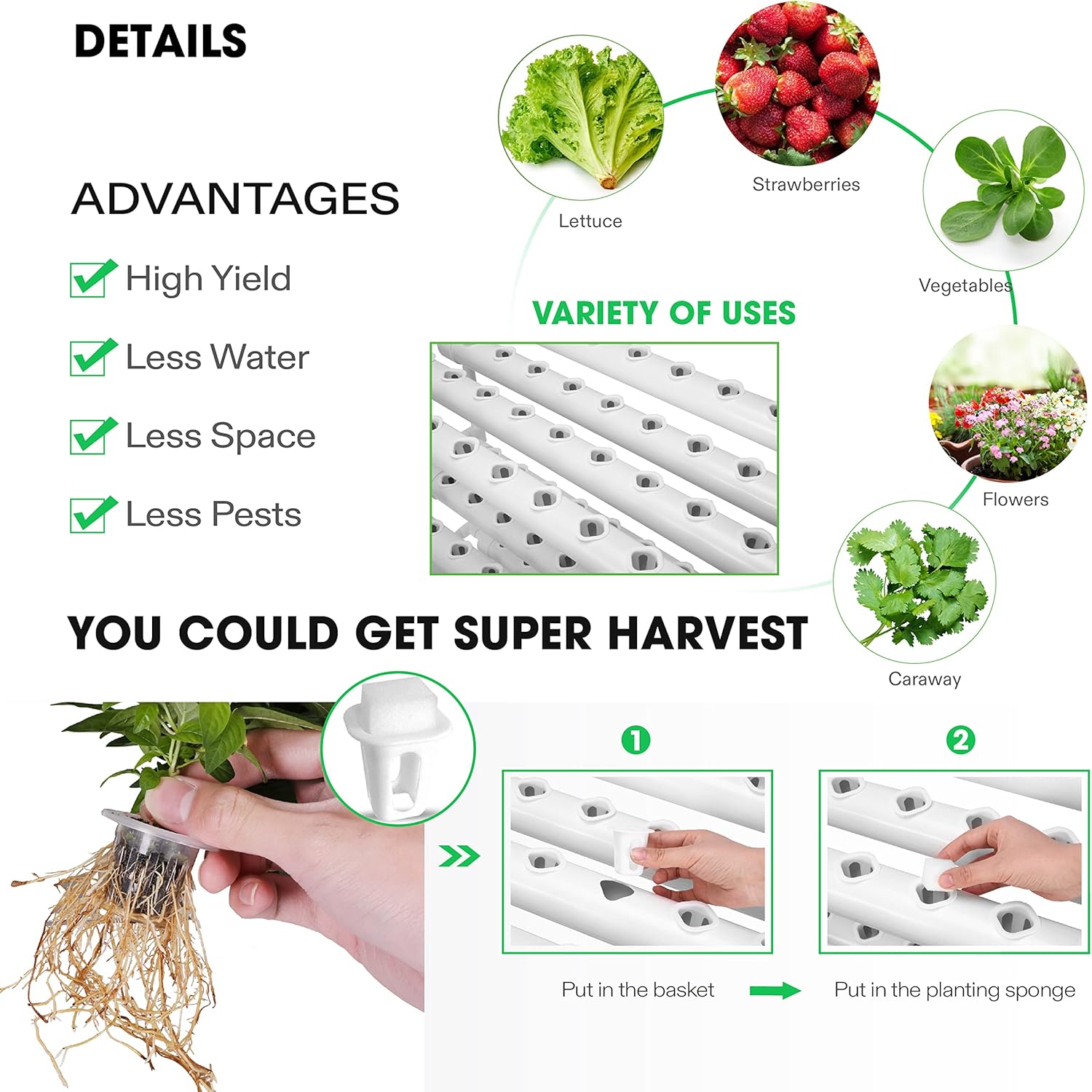 VIVOSUN DWC Hydroponics Grow System, 5-Gallon Deep Water Culture, and Hydroponics Growing System 108 Plant Sites, 3 Layers 12 Food-Grade PVC-U Pipes Gardening System Grow Kit