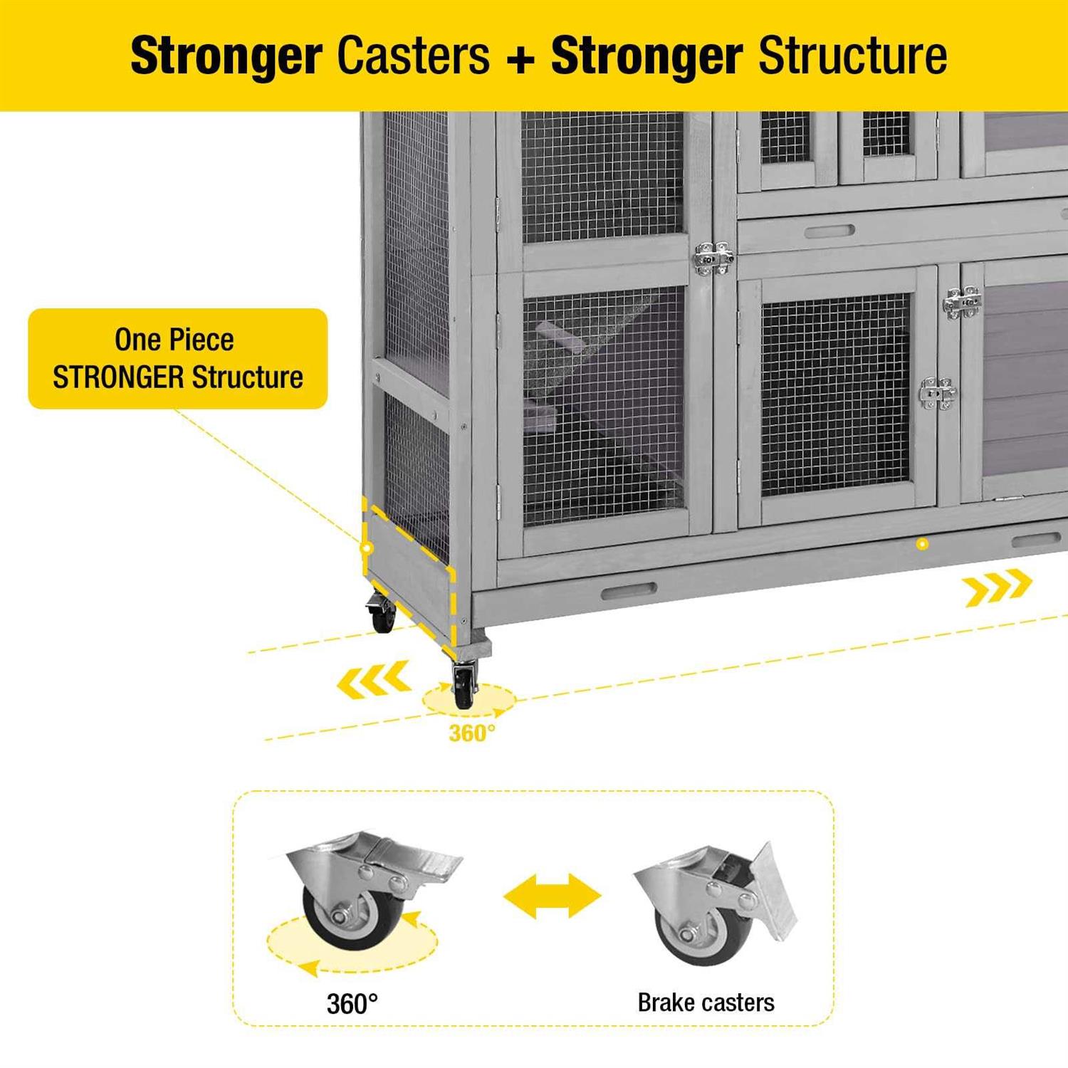 Aivituvin 47 Two Story Rabbit Hutch Bunny Cage with Wheels - Pet Supplies online store
