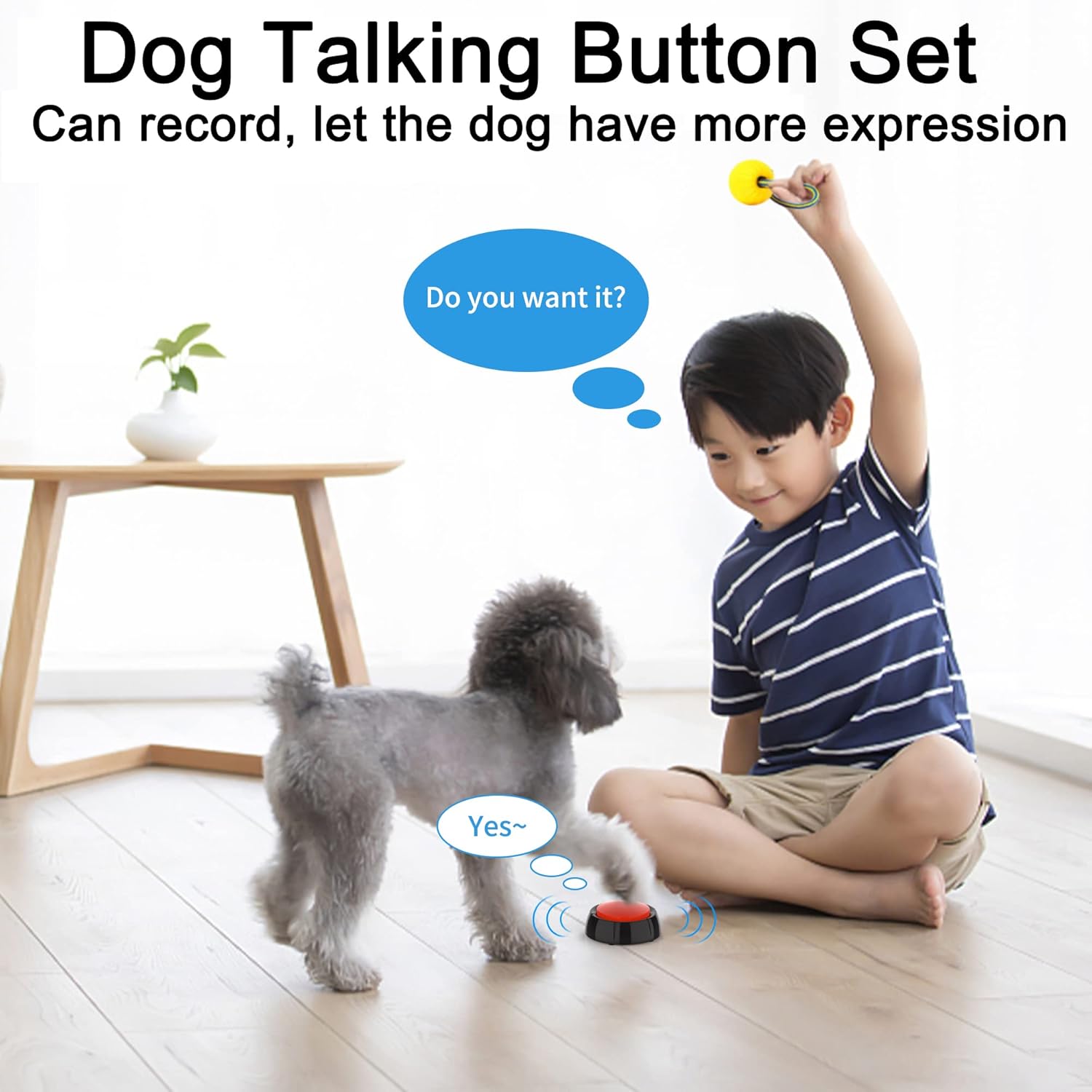 Dog Talking Button Set/Dog Buttons for Communication Voice Recordable Buttons Dog for Words and Answer Buttons Personalized Sound Best Stuff for Dog Tranning of 5 pcs (Battery Included) Pack of 2