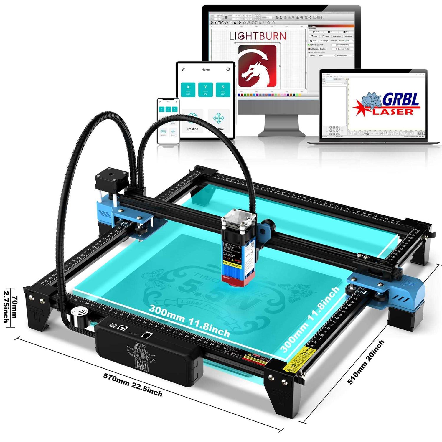 Twotrees TTS55 Pro Laser Engraver 40W Laser Engraving Machine 32 Bit Motherboard - Shop Hardware Tools Online Store