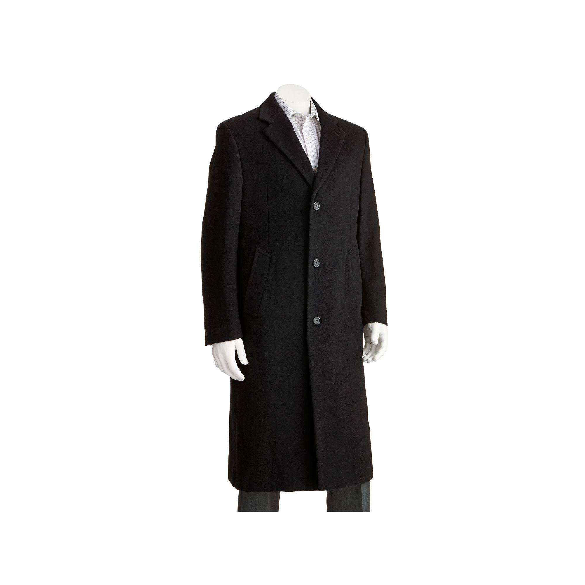Men&s Jean-Paul Germain Classic-Fit Sander 45-in. Wool-Blend Top Coat, Size: 52 XLT, Black