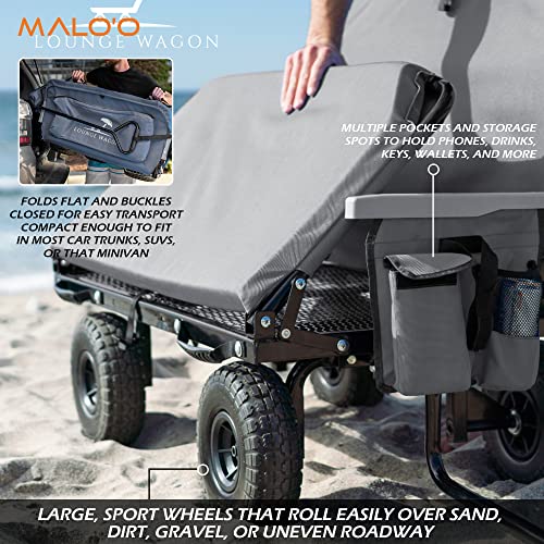 The Lounge Wagon – The Only Wagon That Converts into a 2-Person Chair - 3-in1 cart - Included Cargo net- Ultimate Beach Wagons– Beach Chairs for Adults – Sports Wagon(Umbrella Sold Separately)…