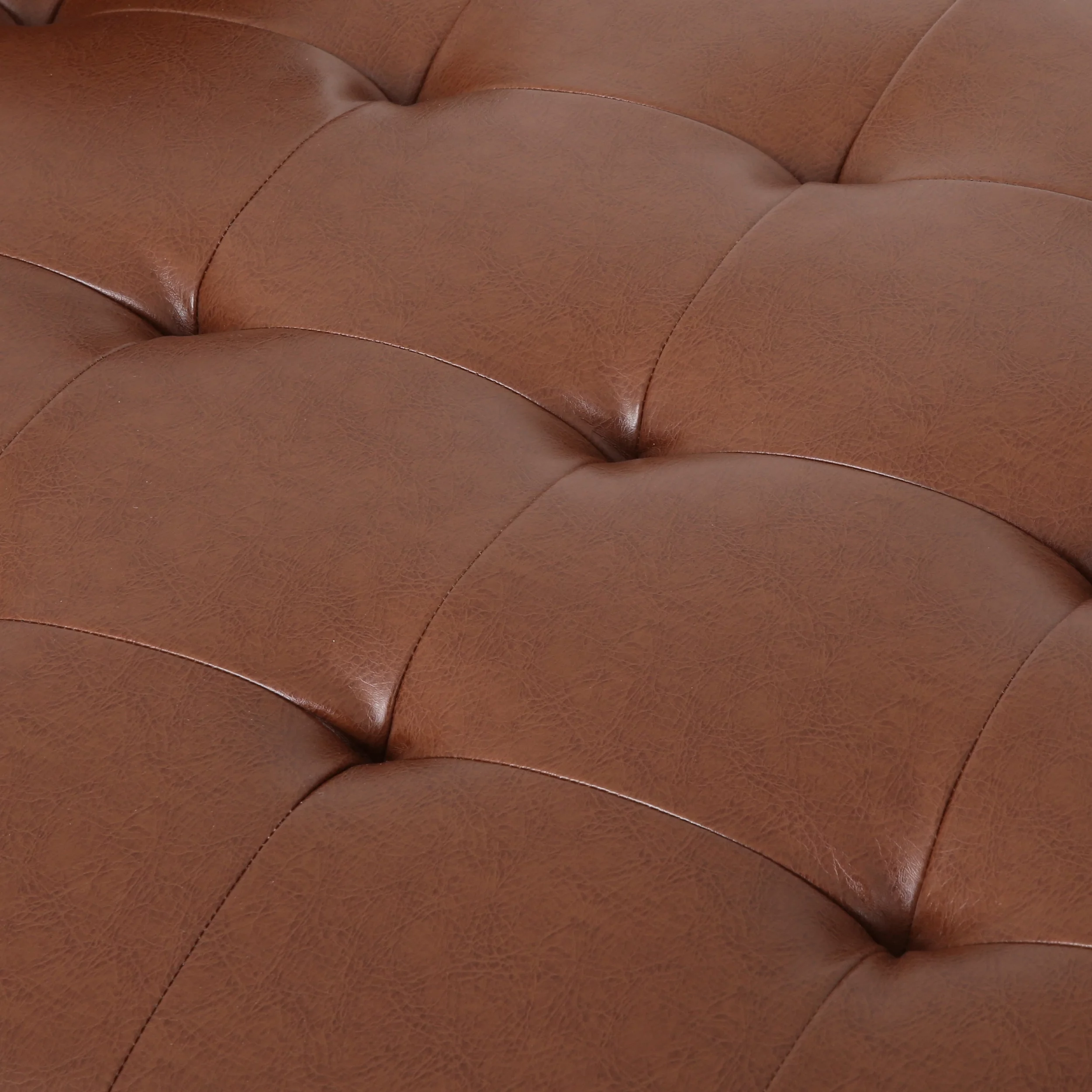 GDF Studio Hixon Contemporary Faux Leather Tufted One Armed Chaise Lounge, Cognac Brown and Espresso