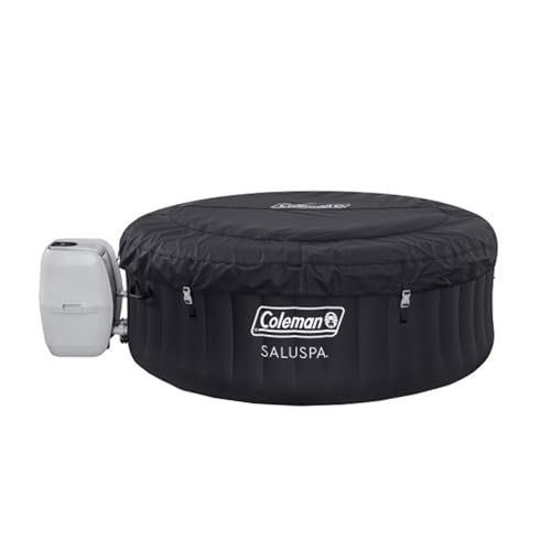 Coleman SaluSpa Miami AirJet 2 to 4 Person Round Inflatable Hot Tub Portable Outdoor Spa with 120 Soothing AirJets and Insulated Cover, Black