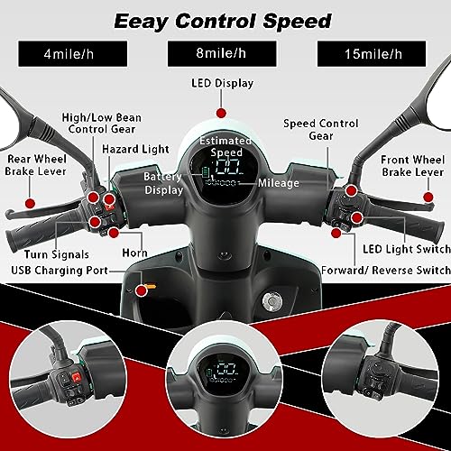 Mobility Scooters for Seniors & Adults Heavy Duty 4 Wheel Electric Powered Mobility Scooter 330lbs Capacity All Terrain Mobile Scooter Wheelchair Device for Travel w/Long Range Battery Remote Keys