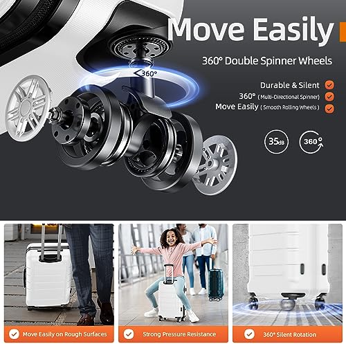 SHOWKOO Luggage Sets Expandable PC+ABS Durable Suitcase Sets Double Wheels TSA Lock 4 Piece Luggage Set Royal Blue