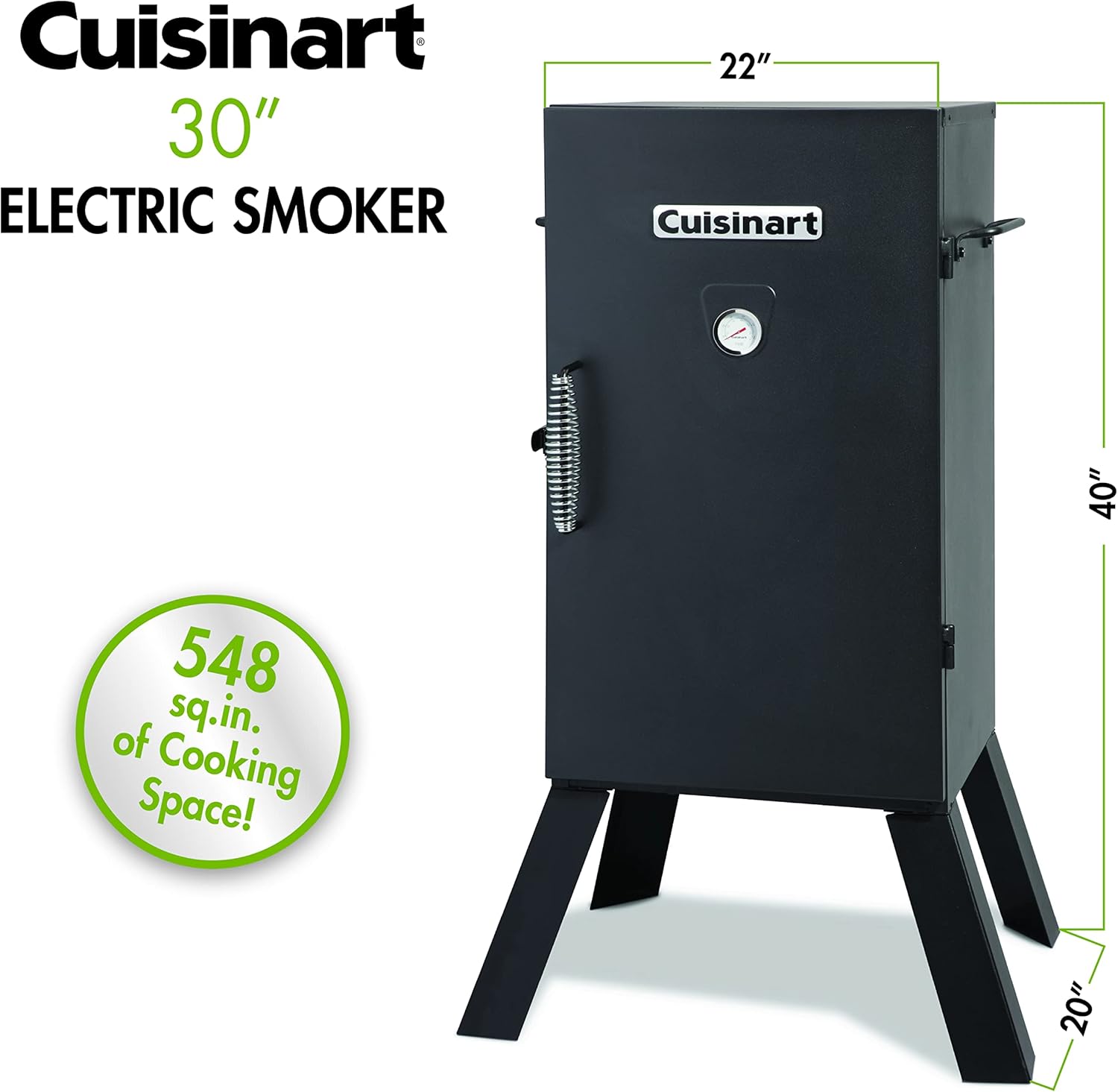 Cuisinart COS-330 Vertical Electric Smoker, Three Removable Smoking Shelves, 30", 548 sq. inches Cooking Space