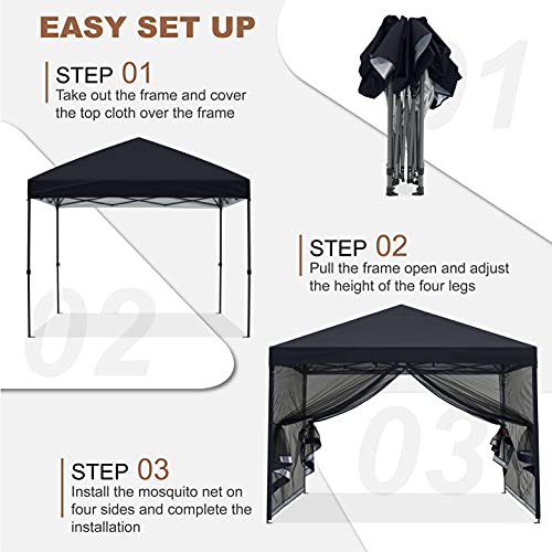 MASTERCANOPY Pop-Up Easy Setup Outdoor Canopy with Netting Screen Walls (10x10, Beige)