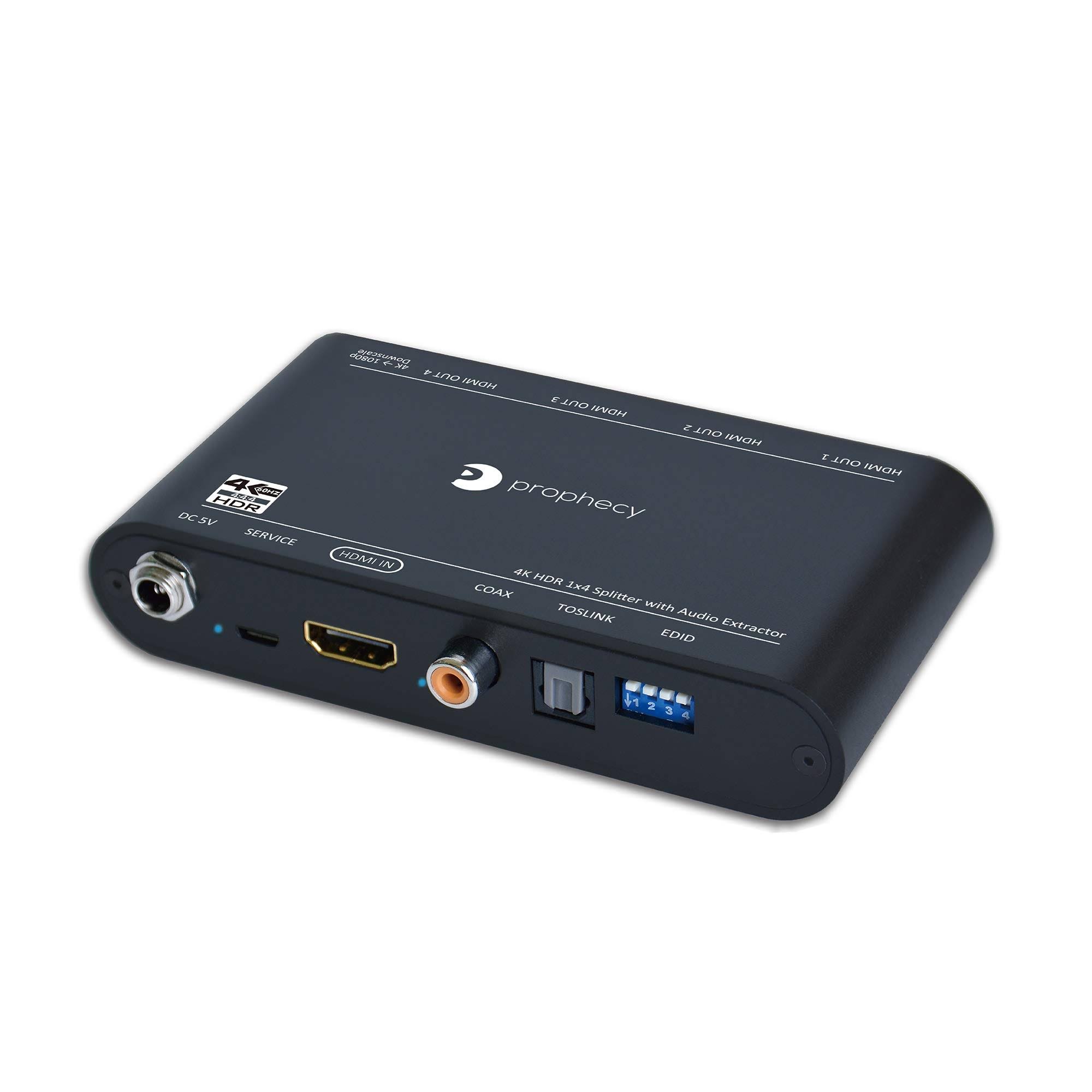 Gofanco Prophecy HDMI Splitter 4K 60Hz HDR 1x4 with HDMI Audio Extractor