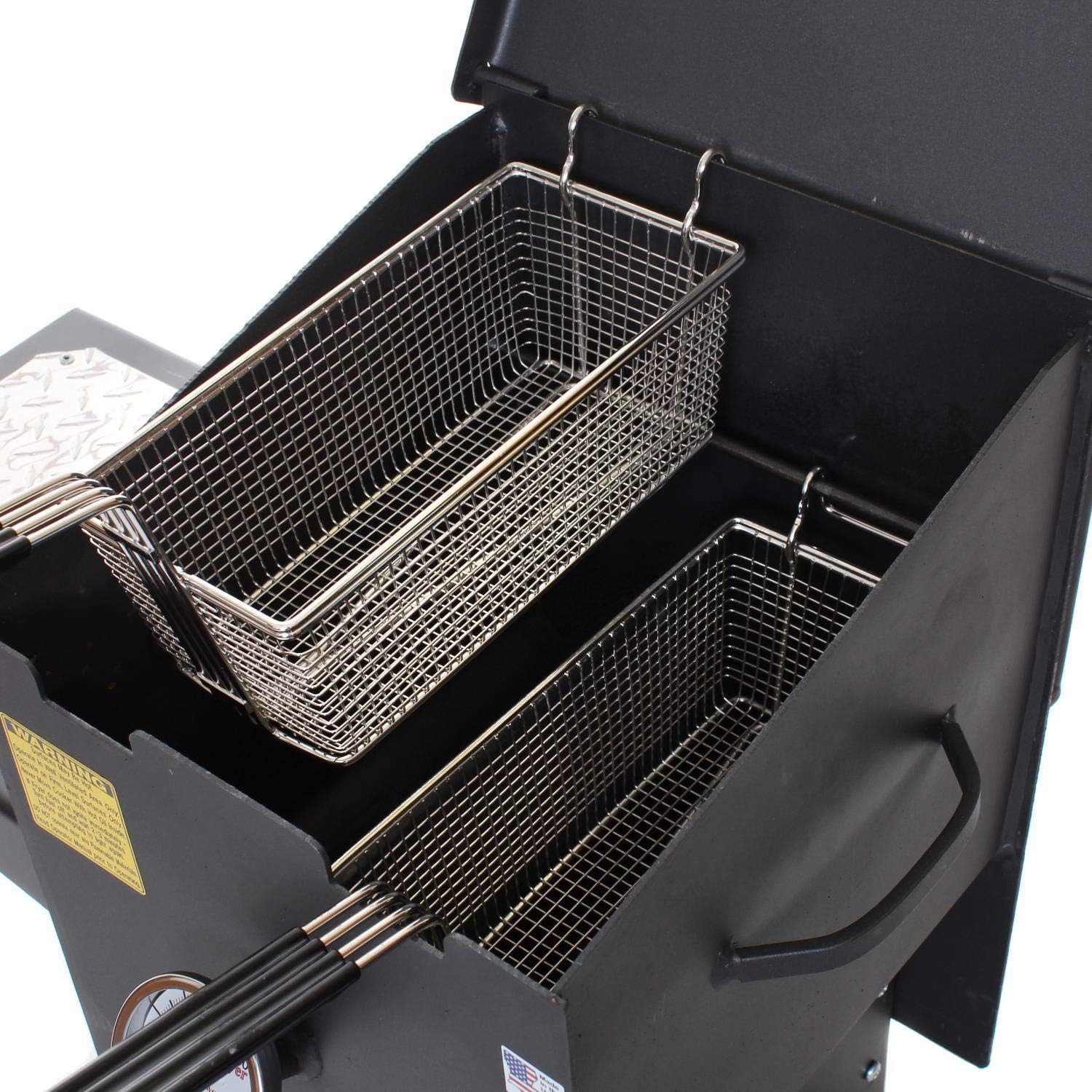 R & V Works Cajun Fryer 6 Gallon Propane Gas Deep Fryer with Stand and 2 Baskets