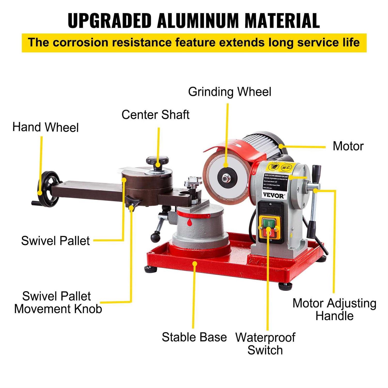 VEVOR Circular Saw Blade Sharpener 370W Bench Grinder w/ 5 Grinding Wheel - Shop Hardware Tools Online Store
