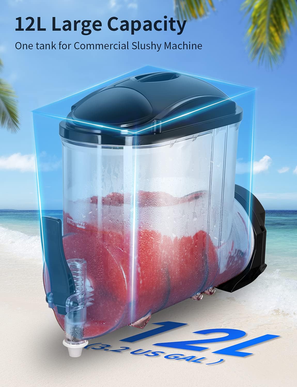 Commercial Slushy Machine for Frozen Drinks,12L 1050W 110V Large Slushie Maker,Margarita Machine,Electric Icey Smoothie Machine for Cocktail Beverage Wine Daiquiri Lemonade etc.