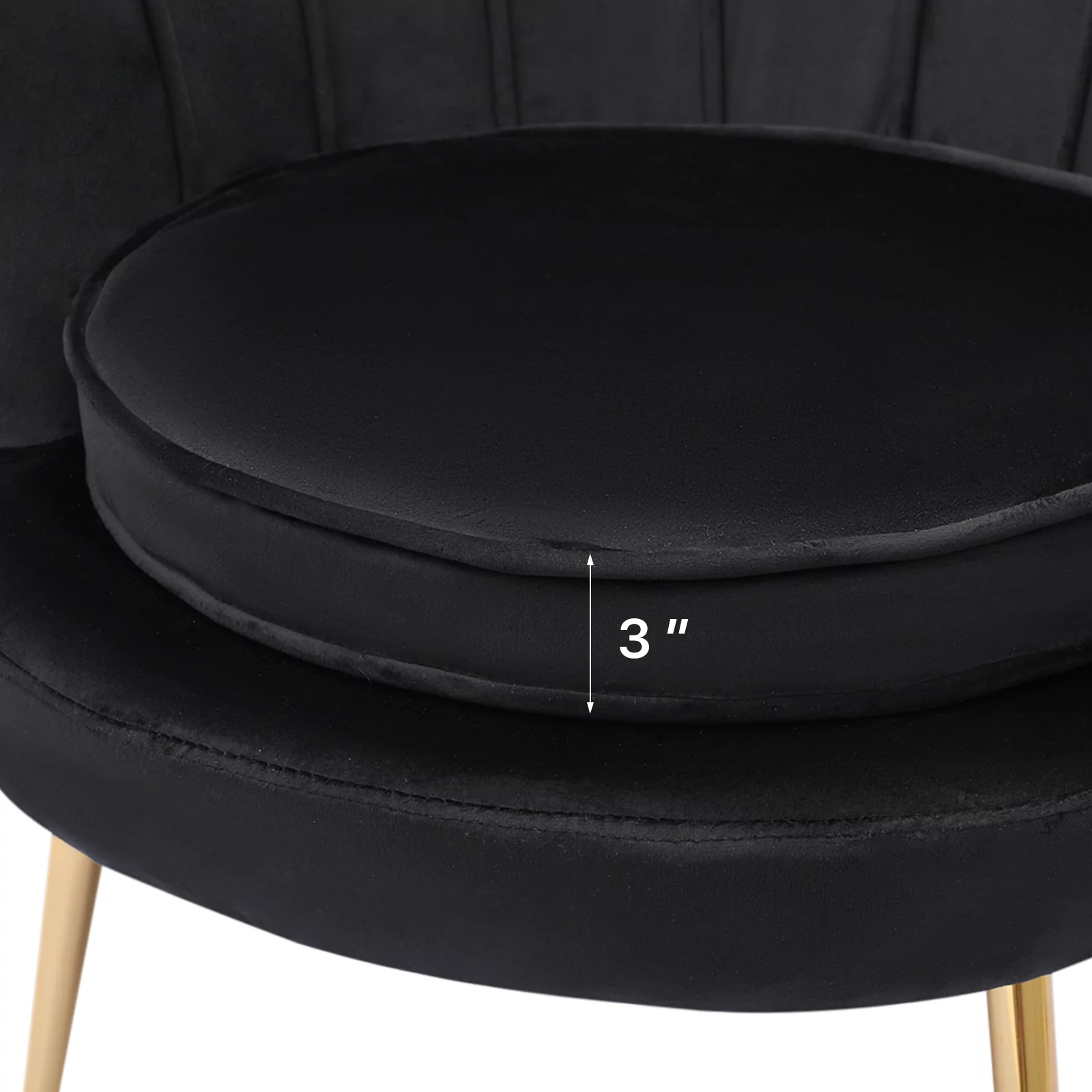 Magshion [CHAIR+PILLOW+FOOTSTOOL SET] Home Tufted Velvet Solo Sofa Ottoman Set with Cushion, Livingroom Accent Chair with Footrest Stool, Black