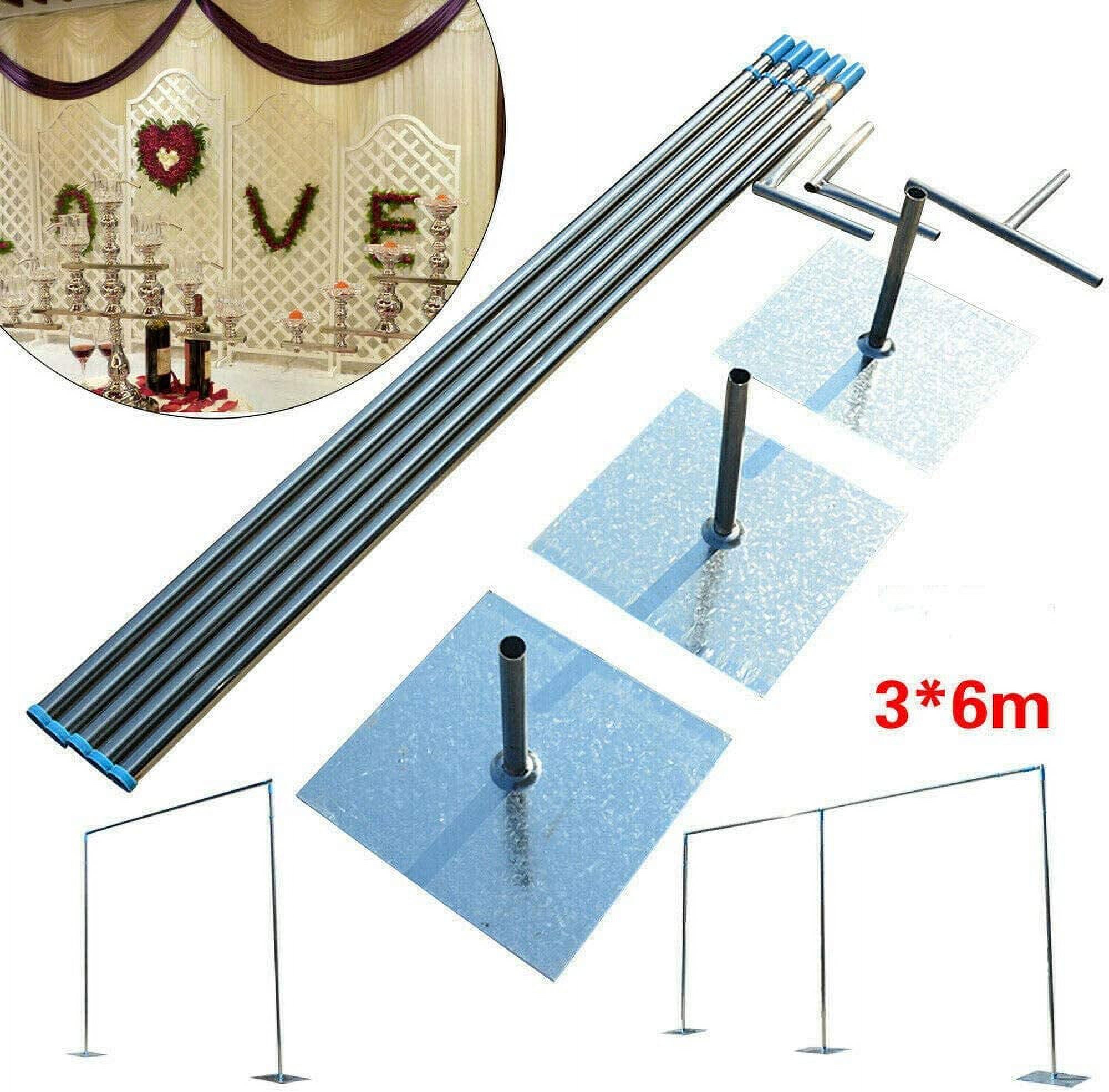 Miumaeov 3x6m Adjustable Curved Pipe and Drape Backdrop Support Kit, Backdrop Stand Pipe Kit or Room Divider Kit Curtain Frame Telescopic Pole Pole Column Kit Stainless Steel for Wedding Party