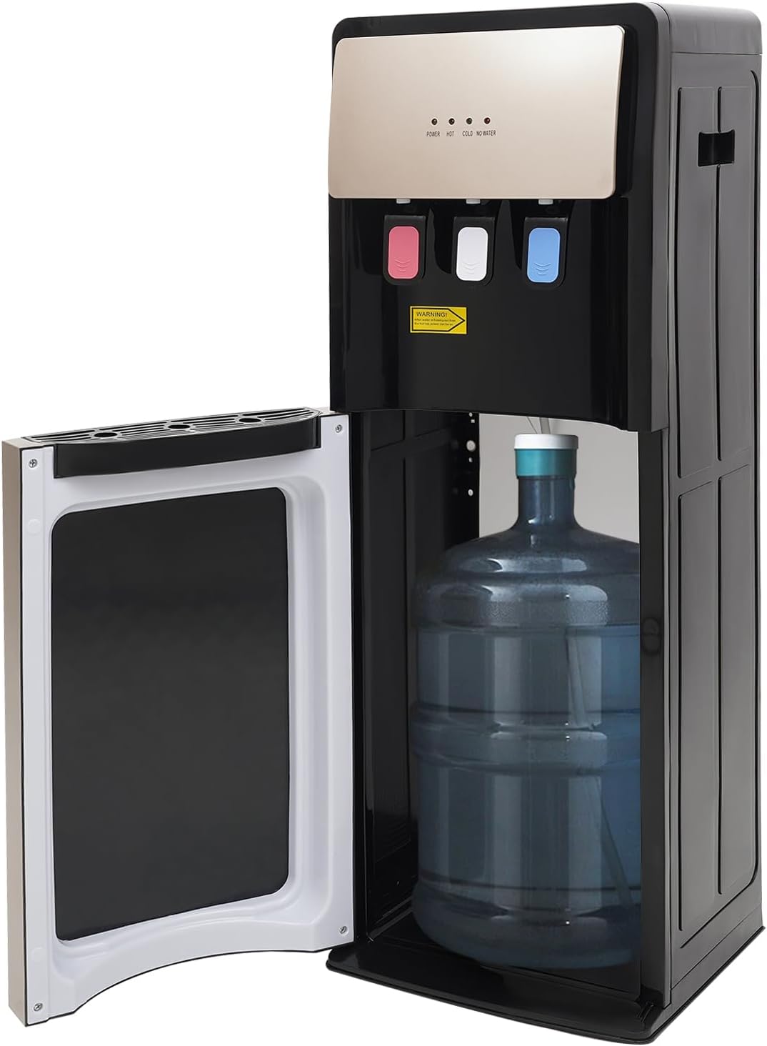 Bottom Loading Water Dispenser Hot and Cold Standing Water Cooler Holds 2 & 5 Gallon Bottles 3 Temperature Spouts for Home Office Champaign Gold