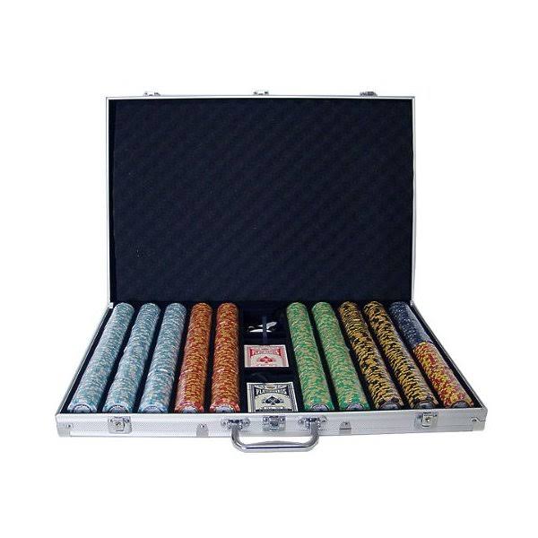 1,000ct. Monte Carlo 14g Poker Chip Set in Aluminum Metal Carry Case