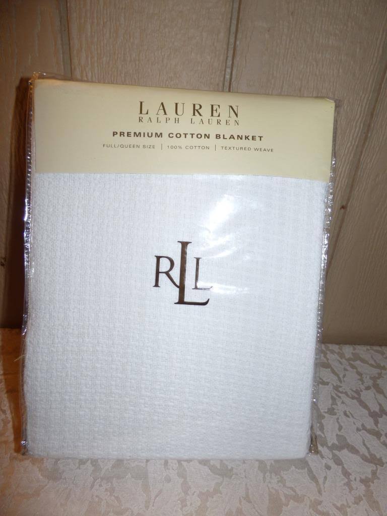 Lauren Ralph Lauren Classic 100% Cotton Full/Queen Blanket - White
