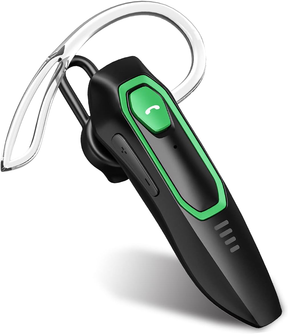 Trucker Bluetooth Headset, Noise Cancelling, 30H Talking Time, Speak Callers Name, Hands Free Bluetooth Earpiece for Cell Phone
