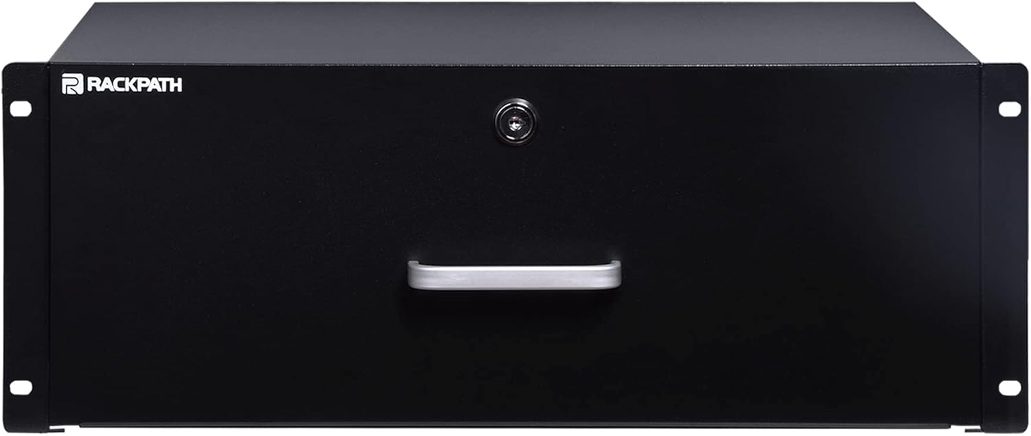 RackPath 1U Rack Mount Drawer for 19 Inch AV/Network/DJ Equipment Racks or Cabinets with Lock and Key