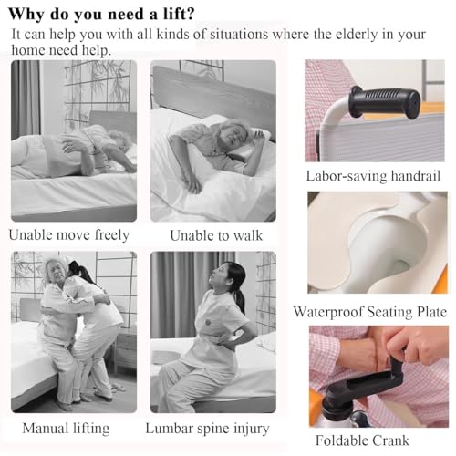Patient Lift Transfer Chair, Portable Bath Lifts with 180° Split Seat for Disabled Elderly, Commode Toilet Shower Chair with Wheels, Nursing Homes Easy Care Lift Chair with Hoist Lifting