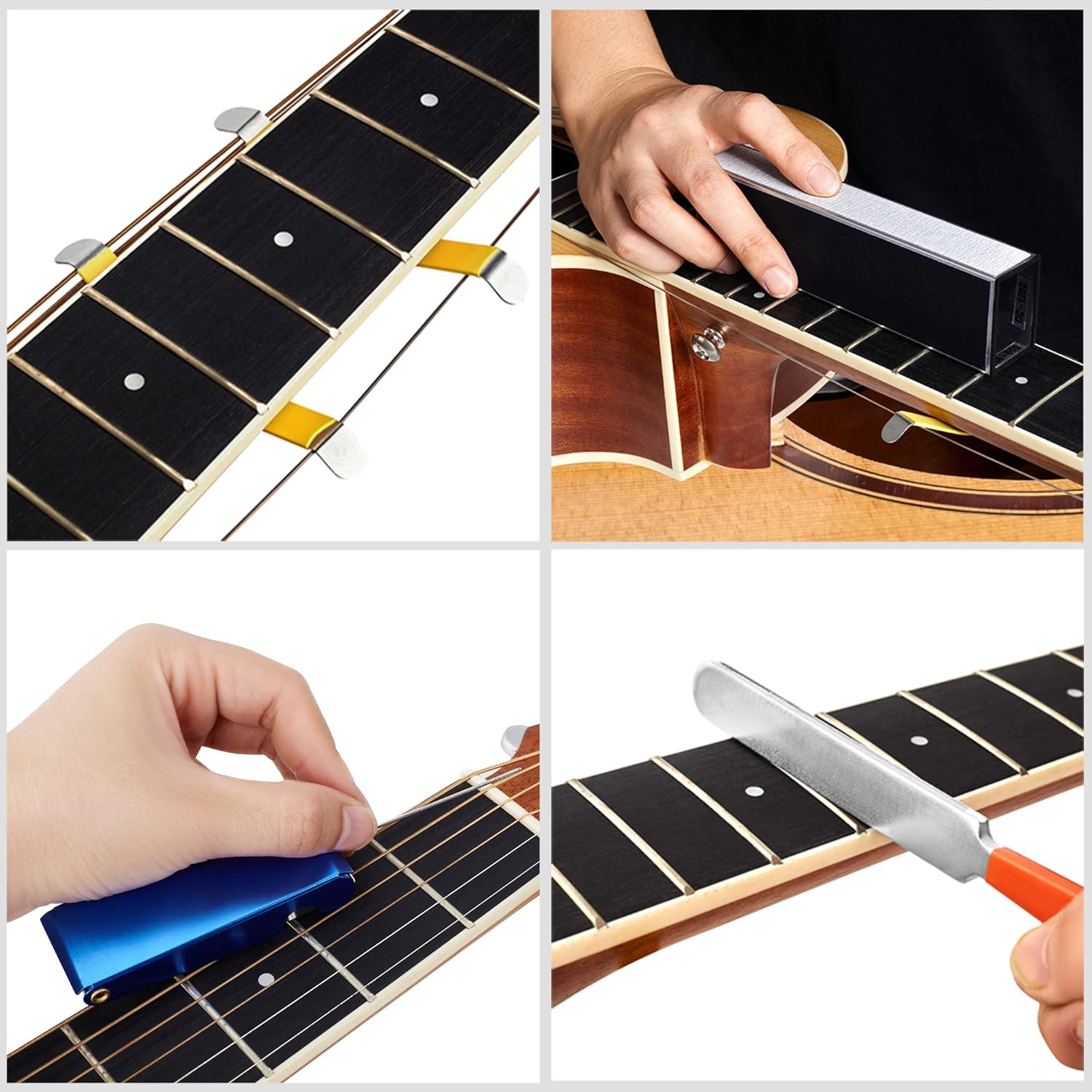 Meideal 65 Pieces Guitar Repairing Maintenance Tool Kit, Guitar Setup Kit Cleaning Care Accessories for Acoustic Electric Guitar Bass Ukulele