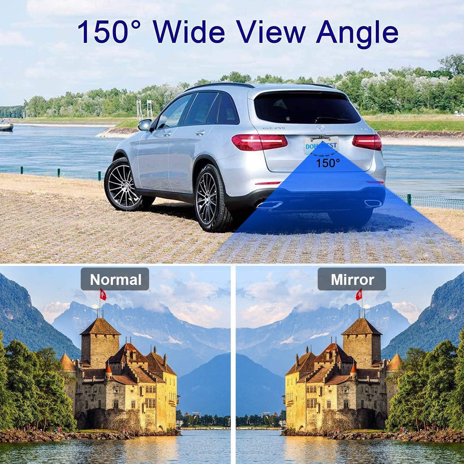 Backup Camera HD 1080P Rear View Monitor Kit Night Vision Waterproof Reverse Camera for Car Truck Pickup Minivan DIY Grid Lines DoHonest S01 Pack of 2