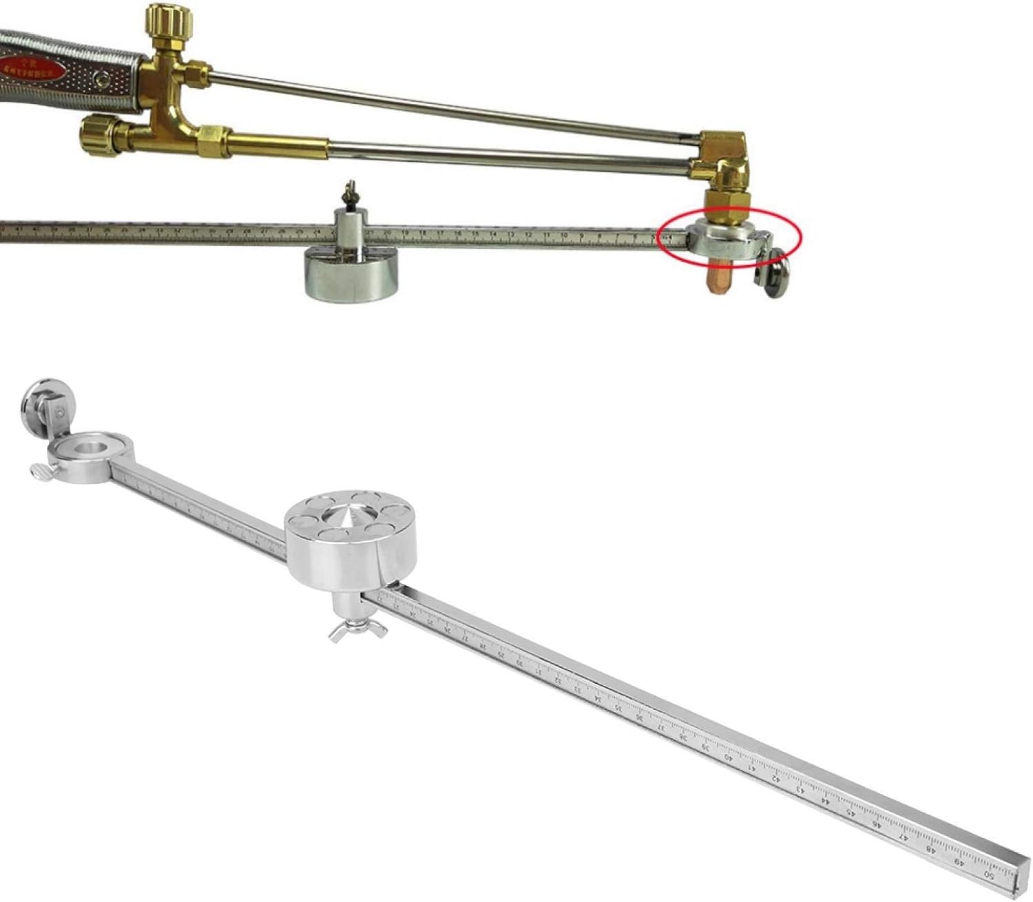 Torch Guide, Cutting Torch Circle Cutting Rotary Guide Wheel Torch Round Cutter, Stainless Steel Oxygen Welding Cutting Tool Accessories with Scale Ruler Fit for G01-100