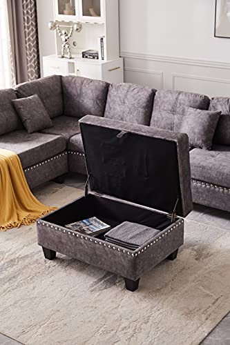 Living Room Furniture, Oversized Set,Modern Large Upholstered U-Shape Extra Wide Chaise Lounge Modular Sectional Sofa Couch,Light Grey