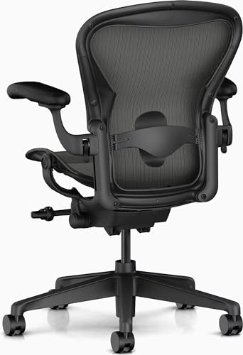Herman Miller Aeron Chair Size B - Graphite Fully Loaded Adjustable Arm Height Tilt Tension Control Posture Fit - Repackaged Ergonomic Office Desk Chair