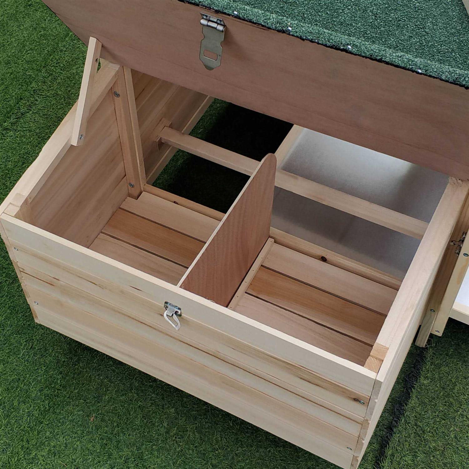 PawHut 77 Wooden Chicken Coop with Nesting Box Cute Outdoor Hen House with Removable Tray - Pet Supplies online store