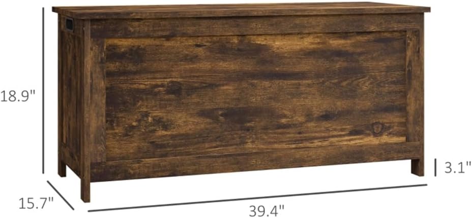 Large Wooden Storage Chest Trunk, Decorative Wood Box with Lid, Stash Box, 352 lbs Weight Capacity Size 39.4"" L x 15.7"" W x 18.9"" H, Brown