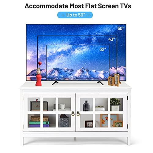 Tangkula TV Stand Cabinet, Modern Wood Large Wide Entertainment Center for TV up to 50", Living Room Media Console Cabinet Stand with 2 Doors (Black)