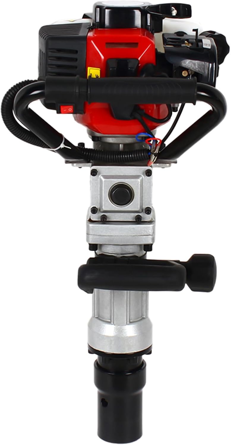32.7CC 2 Stroke Gas Powered T Post Driver, 900W Fence Post Pile Driver Hammer, Portable Petrol Piledriver Single Cylinder Air Cooling 8500r/min, Piling Machine for Fencing, Stakes, Buildings