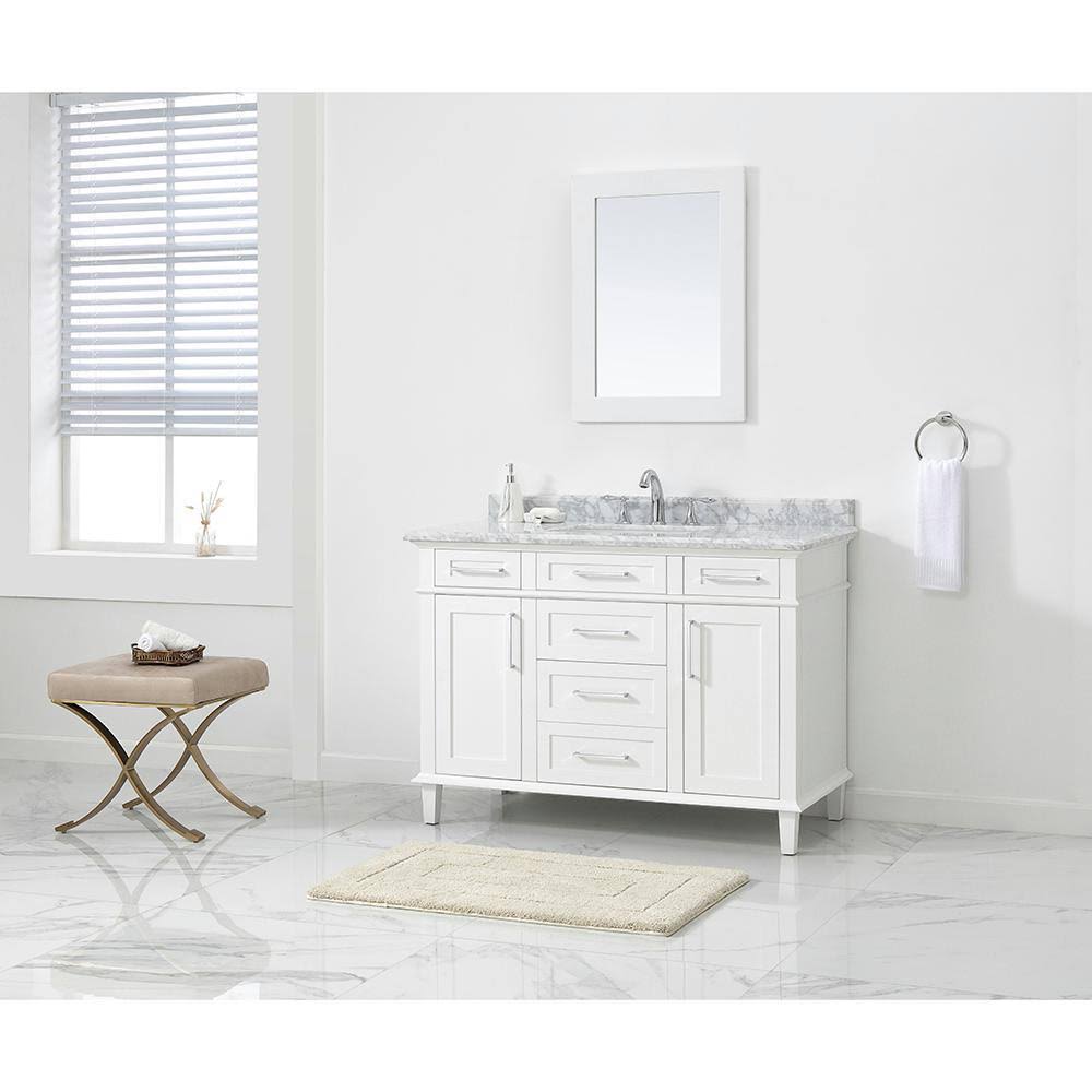 Home Decorators Collection Sonoma 48 in. W x 22 in. D Vanity in White with Carrara Marble Top with White Sinks