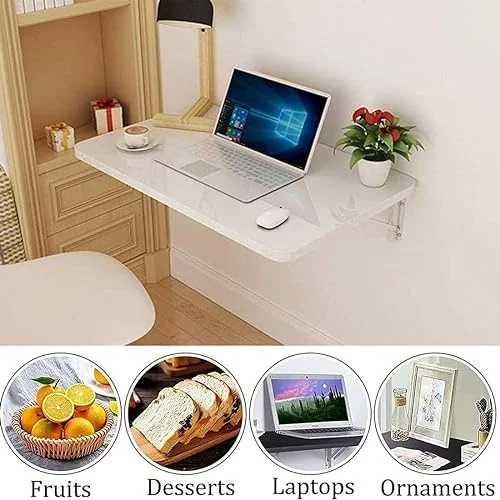 RUNFAYBIU Laundry Floating   Wood Wall Mounted Table  Bracket Heavy Duty  Drop Leaf Dining Stable Sturdy Table Small Wooden Desk Wall Table for Kitchen Laundry Office Room Restaurant Home