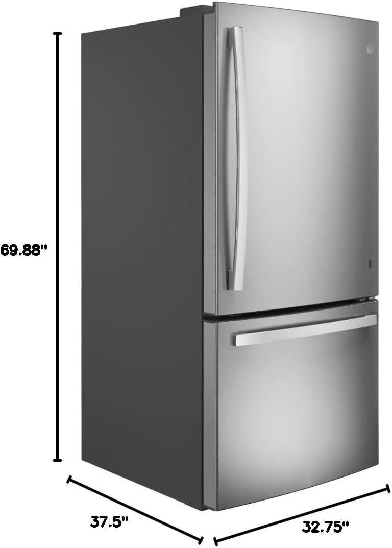 GE 24.8 cu. ft. Bottom Freezer Refrigerator in Fingerprint Resistant Stainless Steel Standard Depth ENERGY STAR